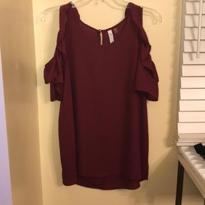 Cold Shoulder Maroon Blouse